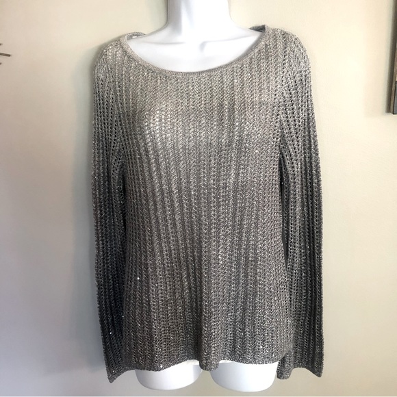 *EUC*  WHITE HOUSE BLACK MARKET - sequin ombre twofer sweater - Picture 4 of 8